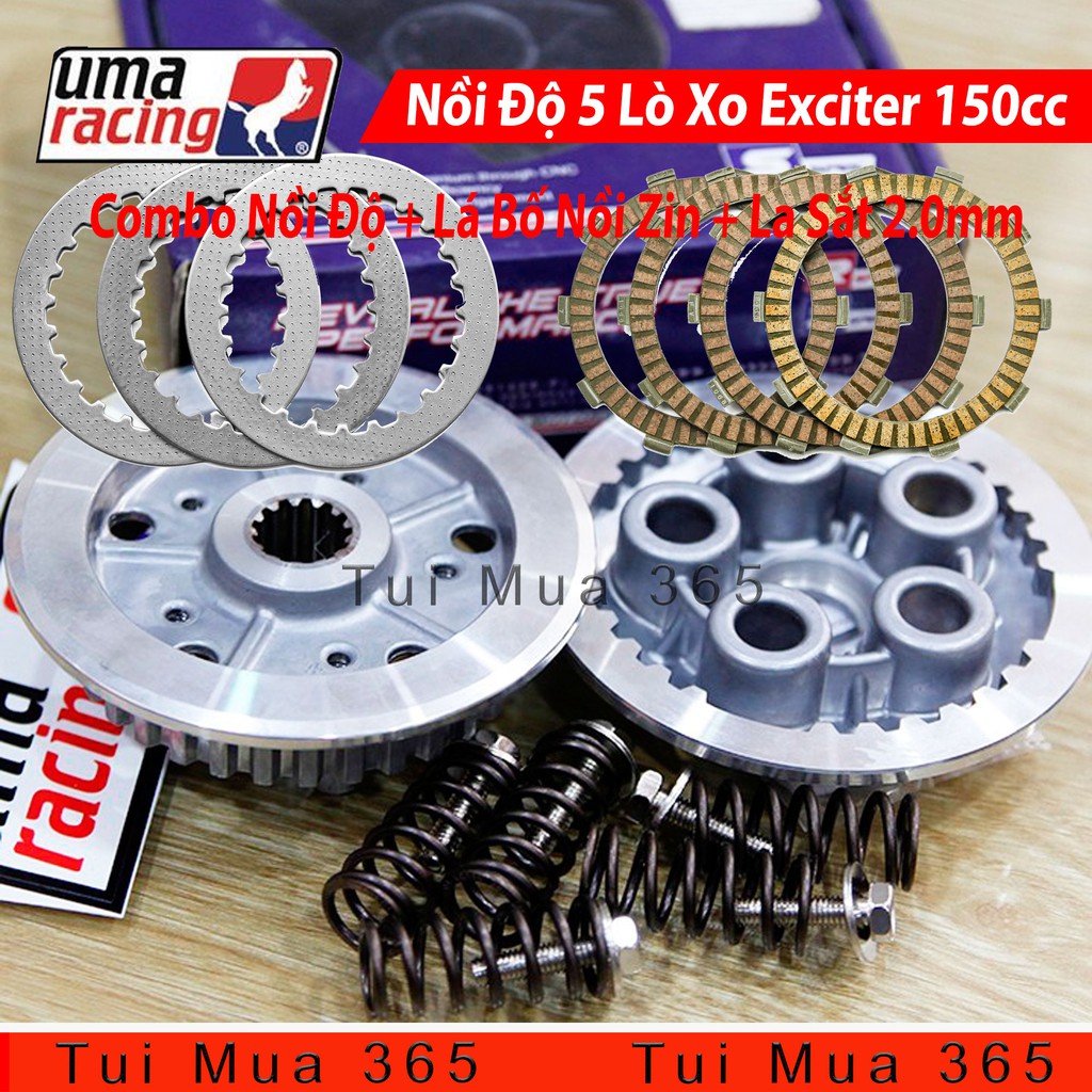 Full Nồi Độ Uma Racing 5 Lò Xo Dùng Cho Exciter 150cc Kèm Bộ Lá Bố Nồi Và Lá Sắt