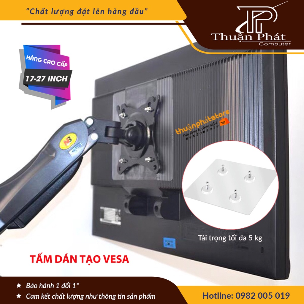 Tấm Dán Siêu Chắc Tạo Ốc VESA - Lắp Đặt Cùng Giá Treo Màn Hình Máy Tính- Dùng Cho Màn Hình 17 - 27 Inch Không Có Lỗ Ốc