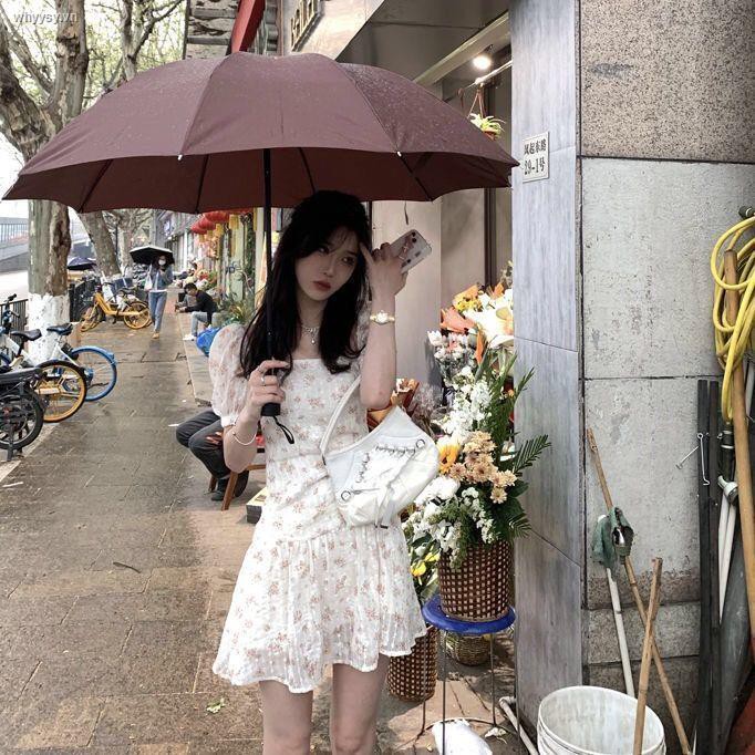 Đầm tay ngắn phồng ôm dáng vừa vặn in họa tiết hoa nhỏ xinh xắn thời trang mới dành cho nữ