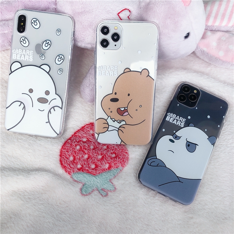 Ốp điện thoại họa tiết We Bare Bear cho IPhone 11/11Pro/11pro Max X XR XS XS MAX /6 7 8 Plus SE