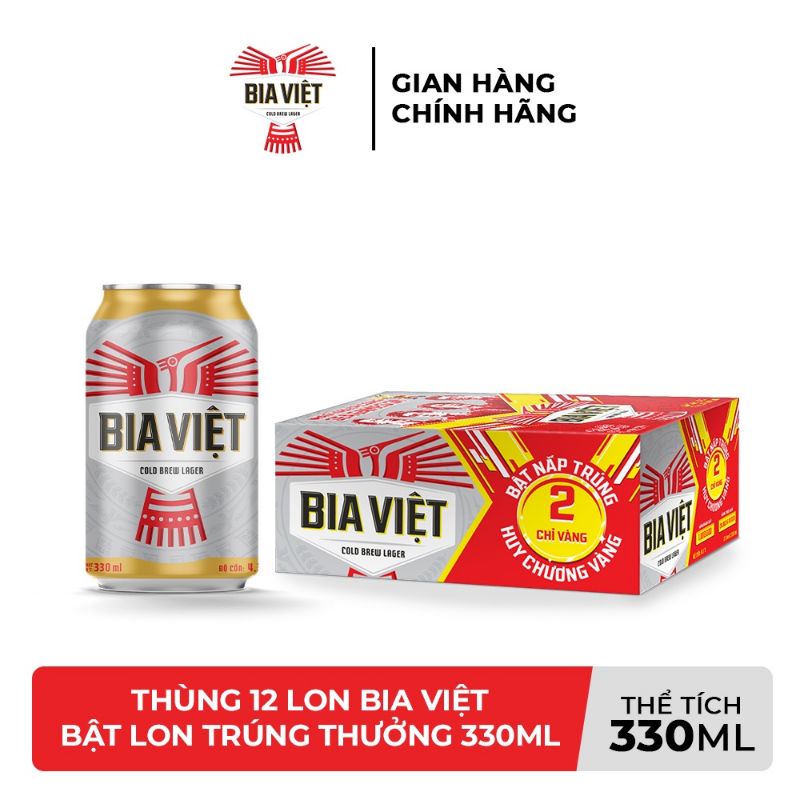 Thùng 12 Lon Bia Việt 330ml/ lon