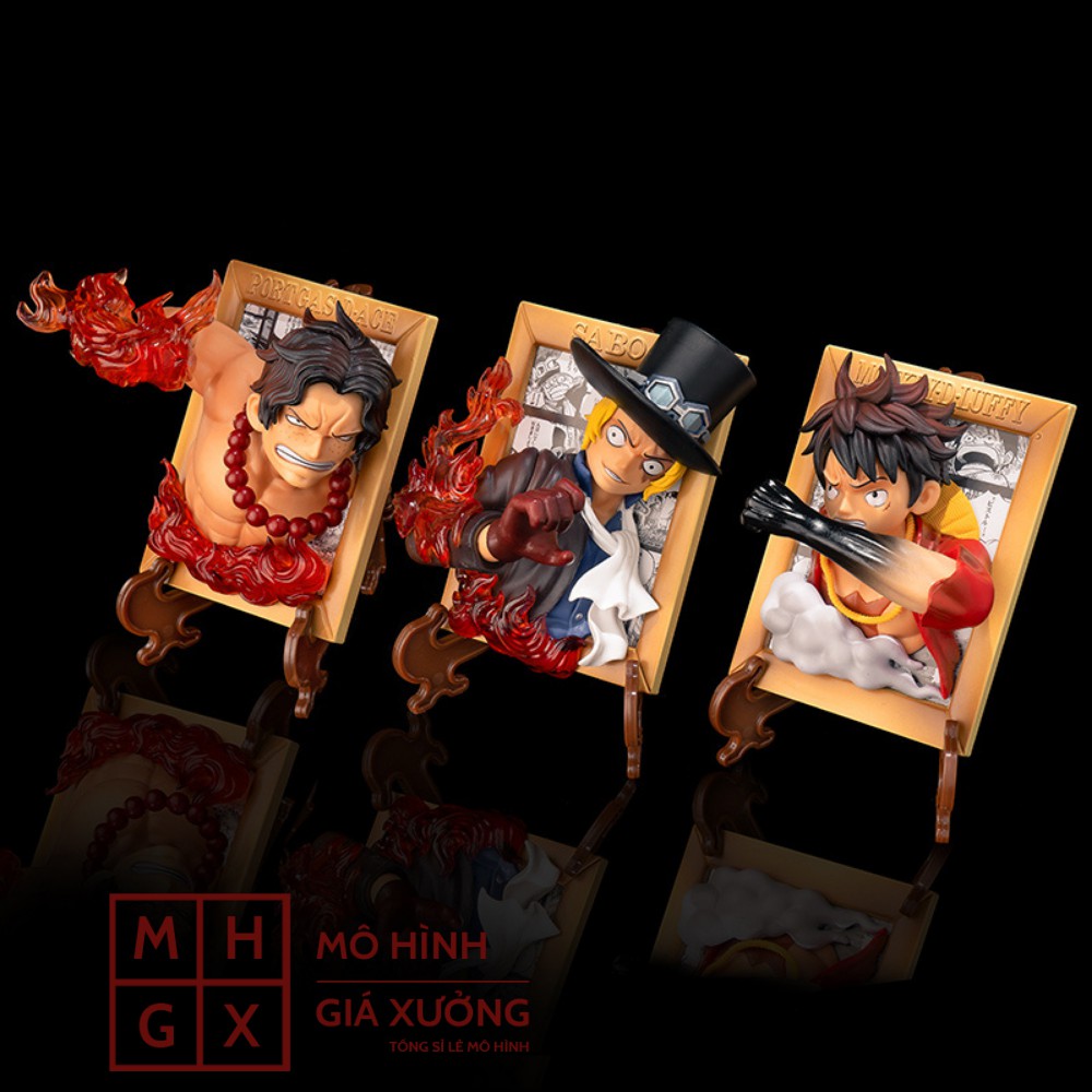 Mô hình One Piece Khung Ảnh 3D Luffy Ace Sabo siêu ngầu cao 12cm , figure mô hình one piece , mô hình giá xưởng