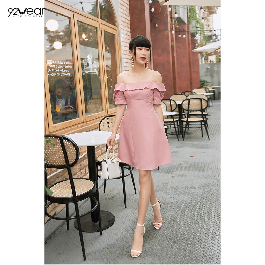 Đầm váy 2 dây nữ 92WEAR (2 MÀU) đủ size, váy hai dây thun tăm dự tiệc bèo ngực DEW1005 | BigBuy360 - bigbuy360.vn