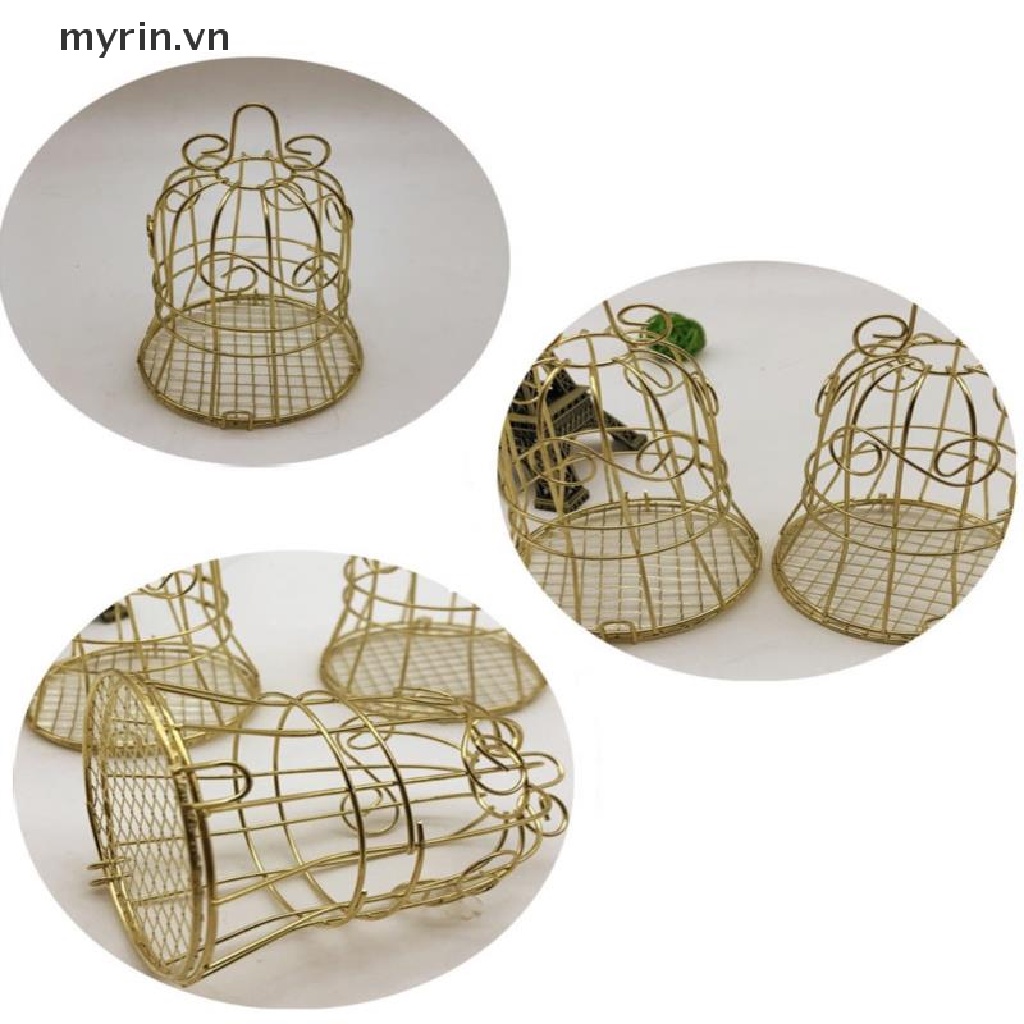 Myrin Hộp Quà Tặng Hộp Quà Tặng Cho Bé Hình Lồng Chim Bằng Kim Loại Mini Màu Vàng Cổ Điển