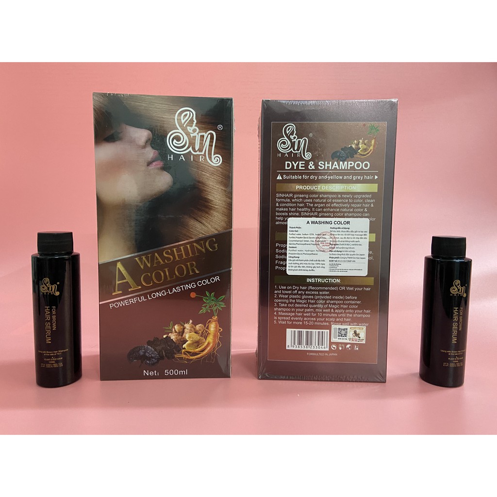 Dầu gội Sin Hair phủ bạc nâu tóc chính hãng Nhật Bản
