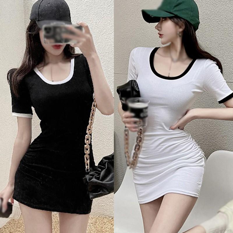 Đầm Body Tay Ngắn Cổ Tròn Thiết Kế Ôm Sát Tôn Dáng