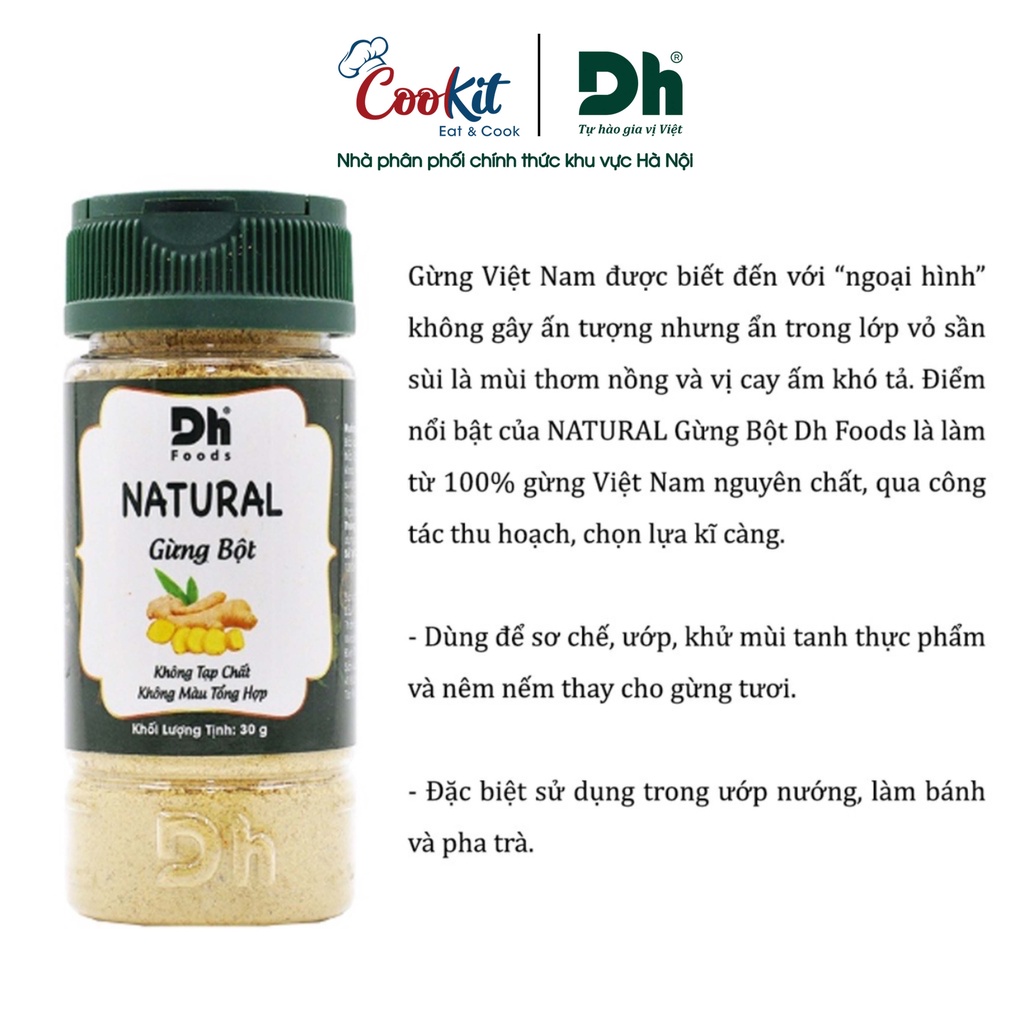 Bột gừng Natural Dh Foods hũ gia vị, nguyên liệu 30Gr