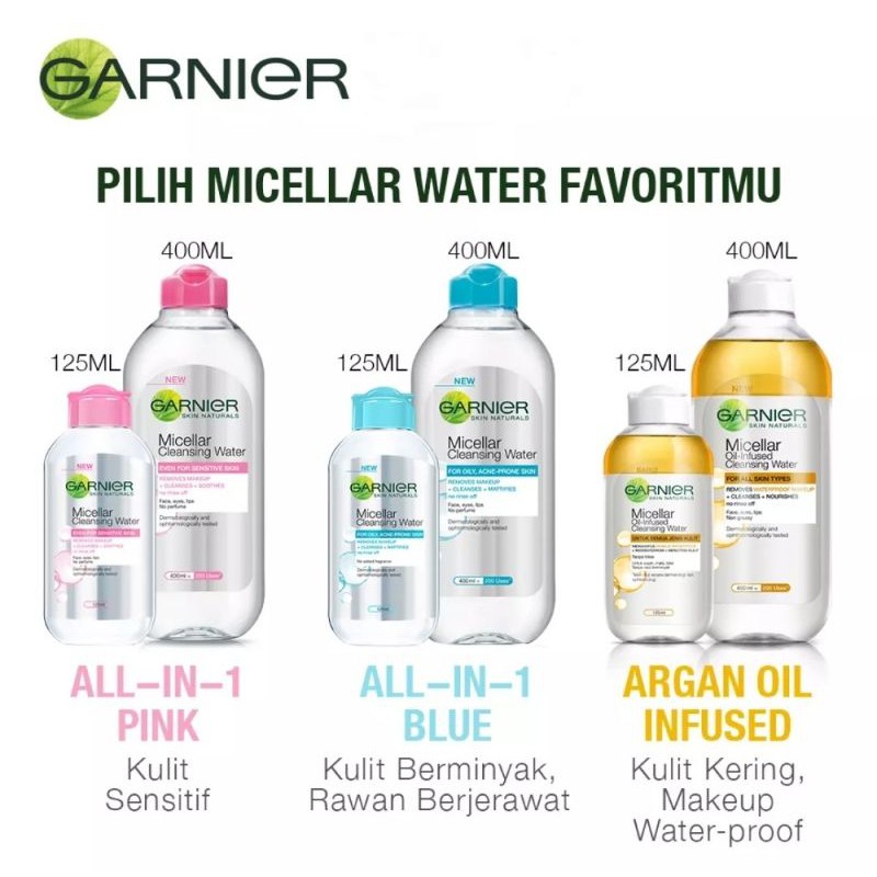 (Hàng Mới Về) Nước Tẩy Trang Garnier Micellar Làm Sạch Sâu / Hồng / Xanh Dương / Vàng