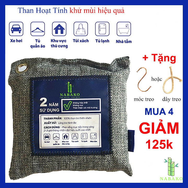 [MUA 4 GIẢM 125K] Khử Mùi Than Hoạt Tính 200g Khử Mùi Thuốc Lá Tủ Lạnh Ô Tô Phòng Ngủ Nhà Vệ Sinh - NABAKO