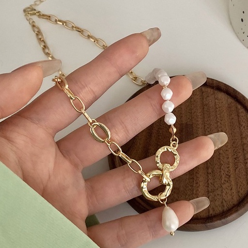 Vòng cổ Bằng Thép Titan Đính Ngọc Trai Sang Trọng Phong Cách Hàn Quốc 2022