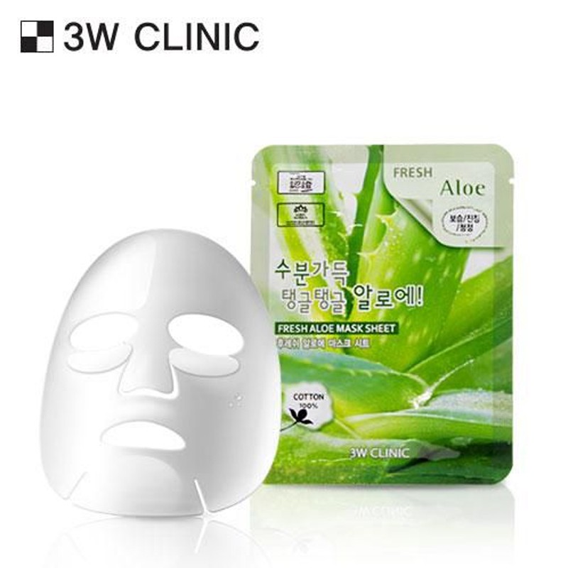 Mặt nạ chiết xuất từ lô hội 3W CLINIC FRESH ALOE MASK SHEET 10 miếng / hộp