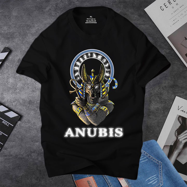 Áo thun cổ tròn nam Depstyle ANUBIS PT85, in hình thần cổ đại Ai Cập cực ngầu