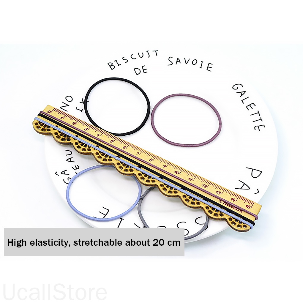 Set 100 dây thun cột tóc màu trơn không đường may cho nữ