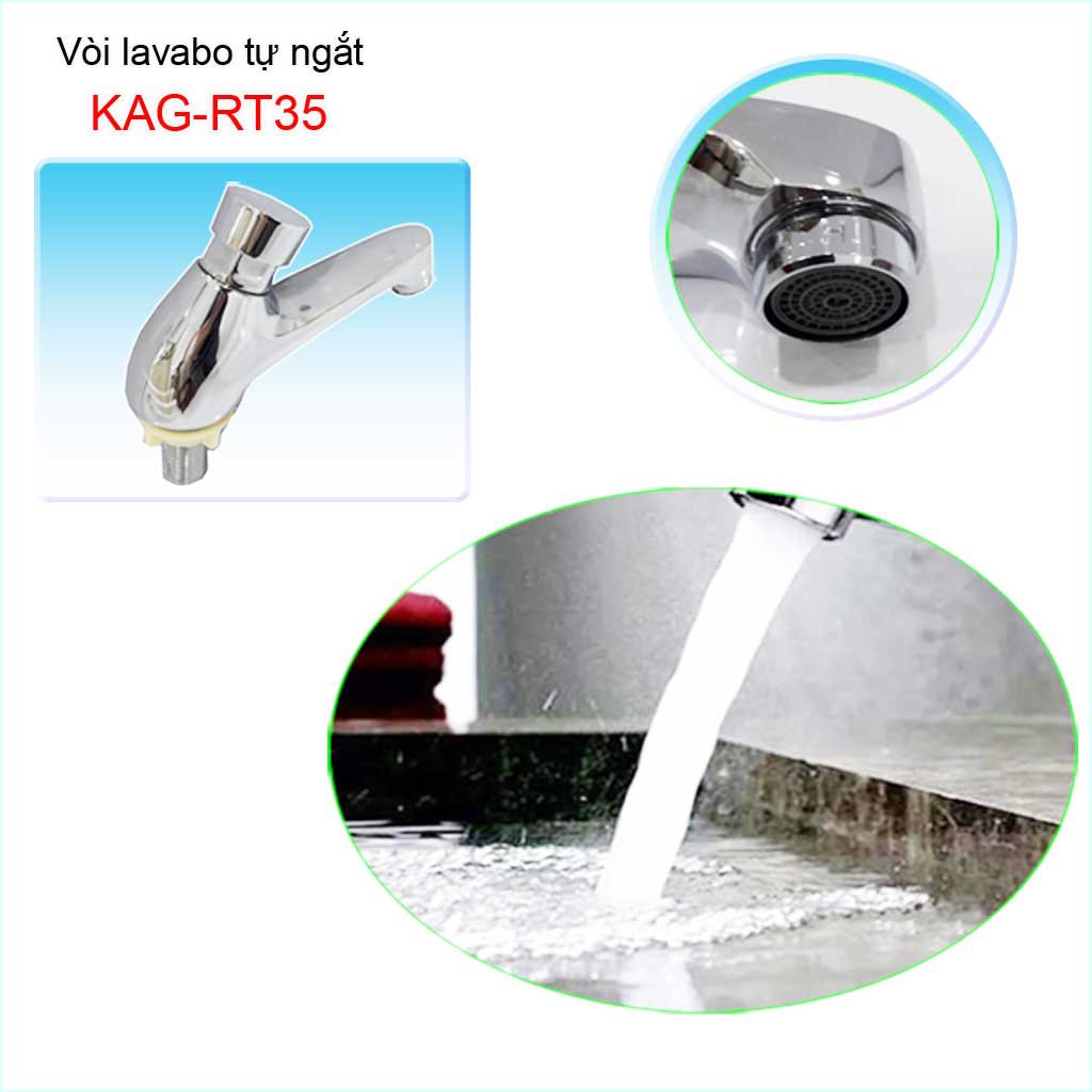 Vòi lavabo tự ngắt nước KAG-RT35, Vòi bán tự động Roto, vòi ấn tay tự động tiêt kiệm nước tốt sử dụng tốt