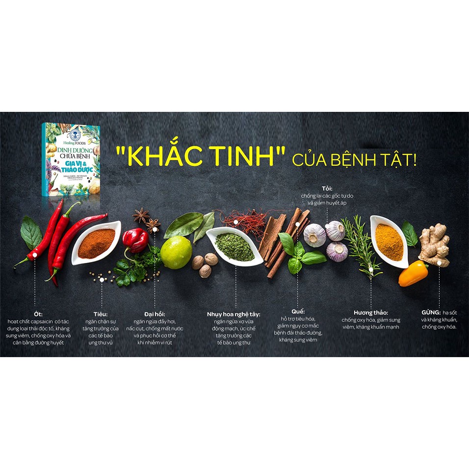 Sách - Dinh Dưỡng Chữa Bệnh - Gia Vị &amp; Thảo Dược - FirstNews Tặng Kèm Bookmark