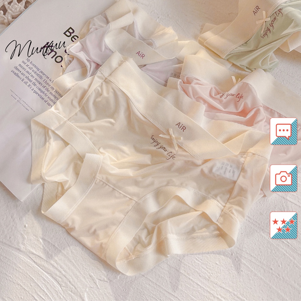 Quần Lót Nữ Vải Su Lạnh Phối Viền Chữ Mềm Mát, Nâng Mông Tôn Dáng Gợi Cảm - Munxuu Qc129