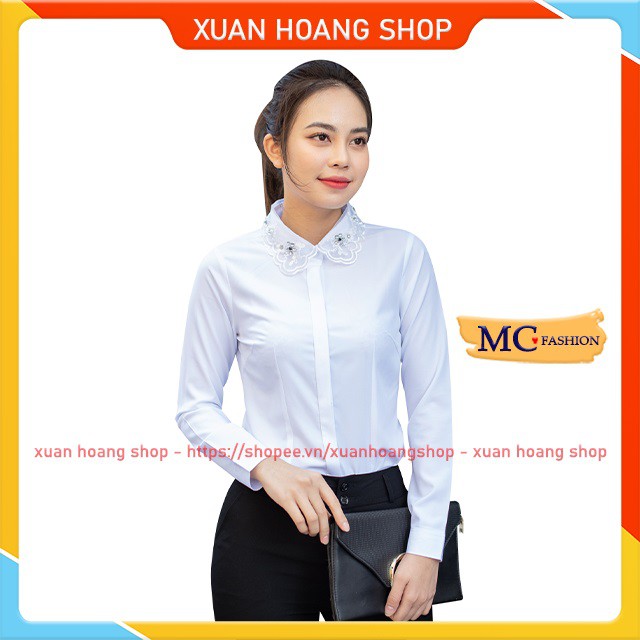 Áo Sơ Mi Nữ Trắng Công Sở Đẹp, Dài Tay, Ngắn Tay Cộc Mc Fashion, Cổ Ren, Chất Liệu Co Giãn Mát, Size Đủ A651, A663