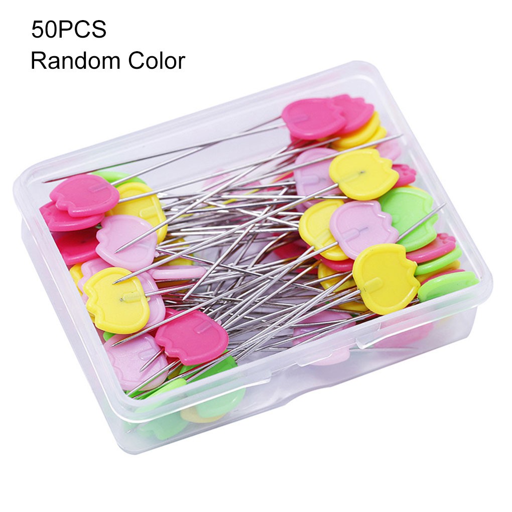 Set 50 Kim Khâu Đầu Hoa Màu Ngẫu Nhiên