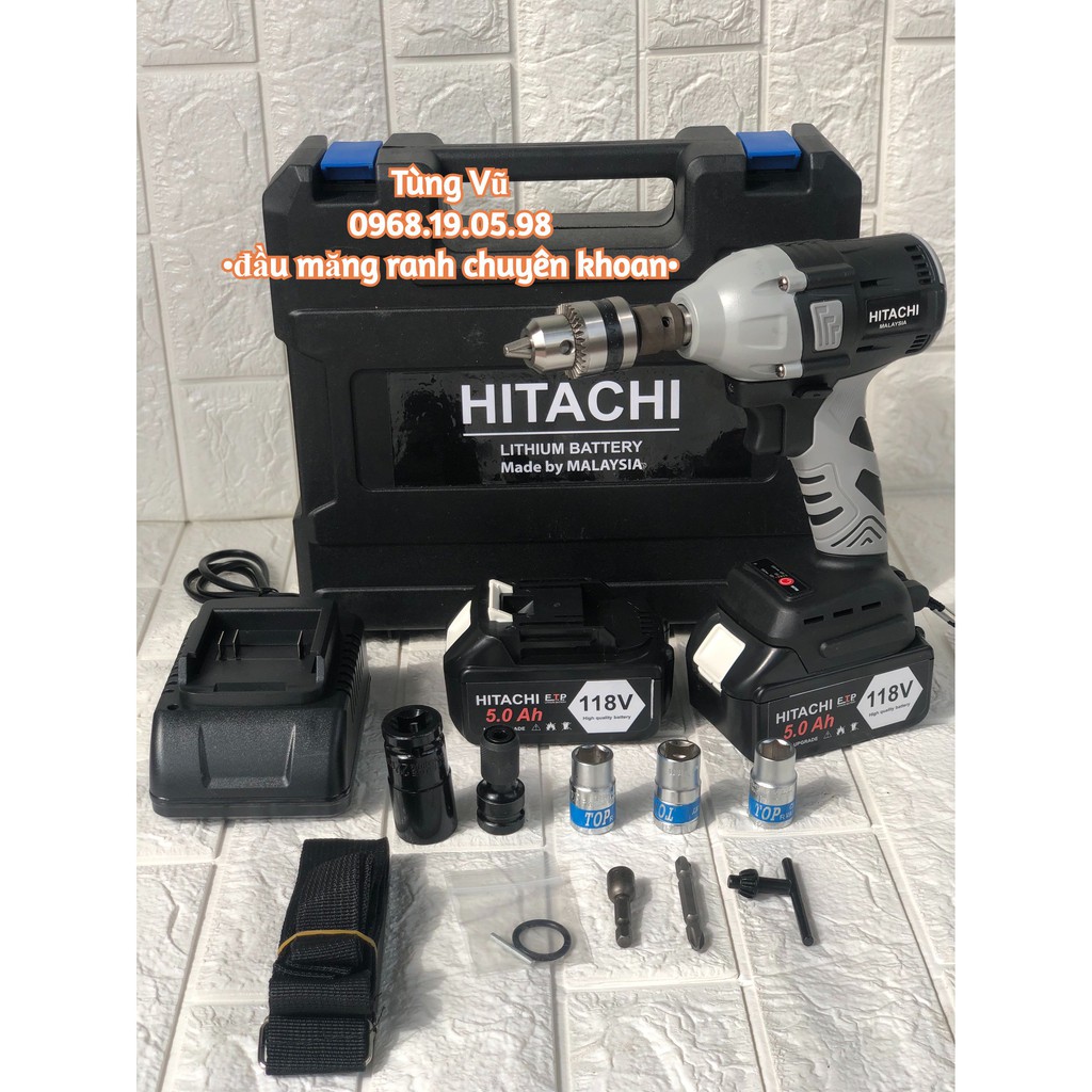 HOT MÁY SIẾT BULONG HITACHI 118VOL ĐỦ PHỤ KIỆN CHO 3 CHỨC NĂNG KHOAN,SIẾT BULONG,BẮN VÍT  BH 1-1