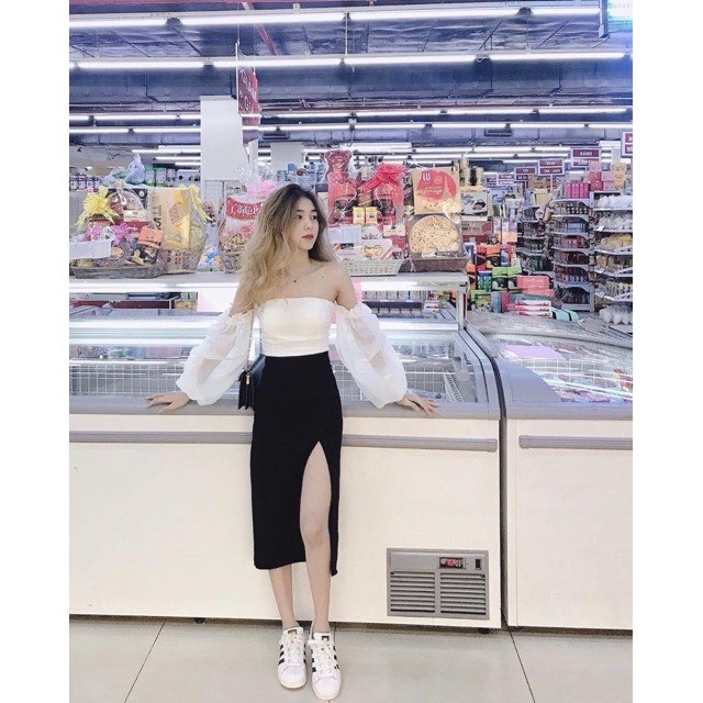 Chân Váy Midi Xẻ Tà Dáng Dài