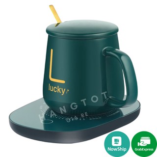 Bộ cốc hâm nóng kèm đế điện và thìa mạ vàng có hộp đựng sang trọng, Đế hâm nóng cafe,sữa,trà dùng cho mọi chất liệu