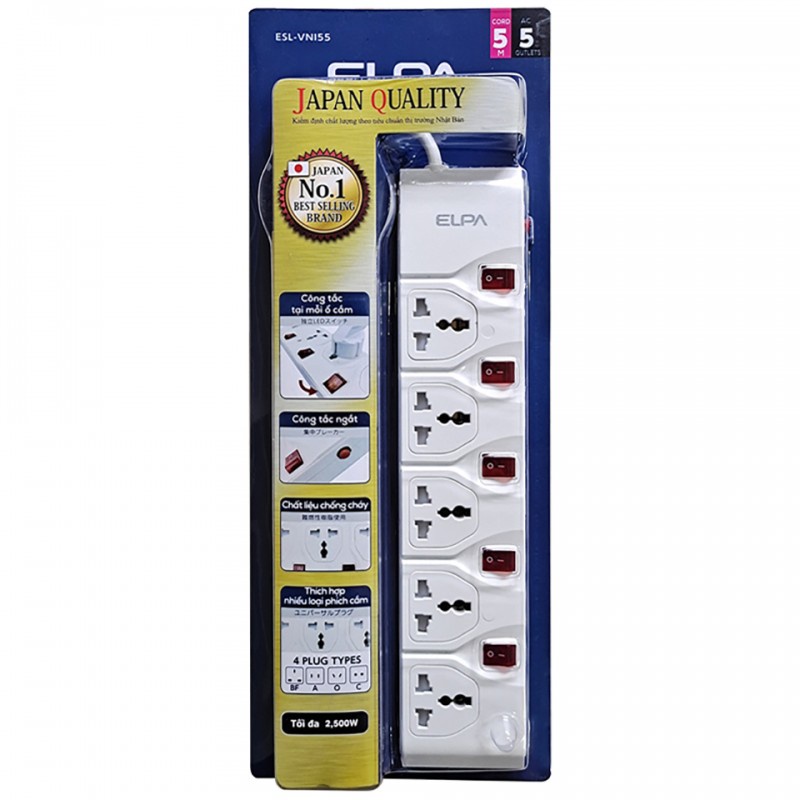 Ổ cắm điện Elpa ESL-VNC55 (5 cổng AC- 1 công tắc)