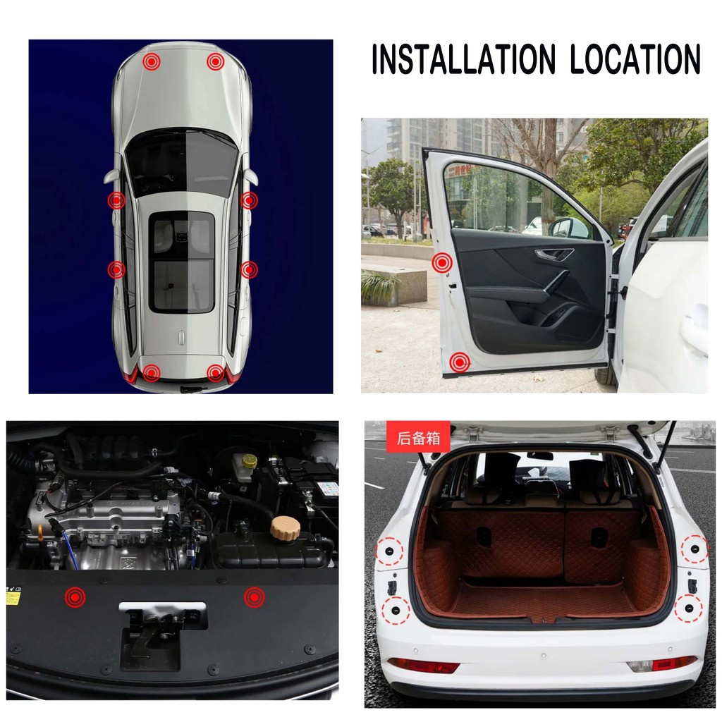 Set 12 Miếng Đệm Cao Su Phản Quang Chống Va Chạm Giảm Âm Thanh Cho Cửa Xe Hơi Honda Toyota Mitsubishi Nissan Ford Hyundai Kia Mazda