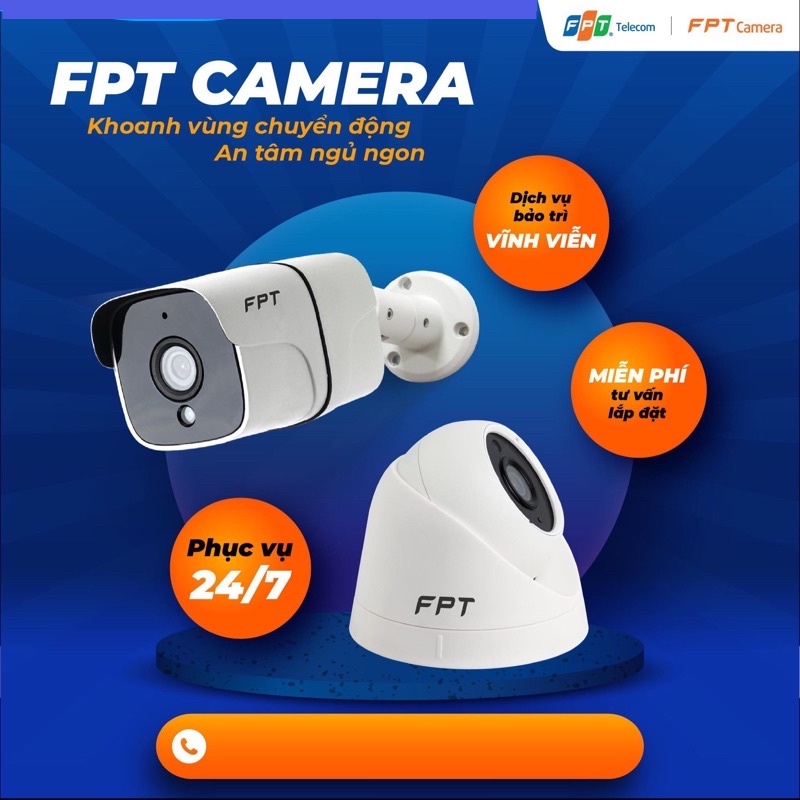 FPT Telecom Camera FPT Full HD- Cảnh báo chống trộm 24/24 - Bảo hành 12T - Bảo trì vĩnh viễn -Miễn phí lắp đặt