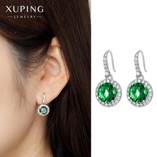 Bông Tai Nữ Mạ Vàng Trắng Đính Đá Xanh, Viền Đá Trắng Sang Trọng - XPBT57