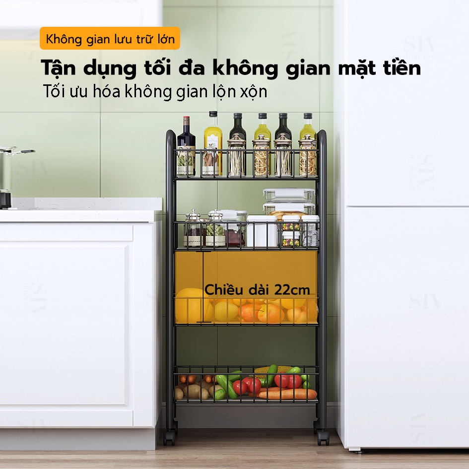 SIV Xe đẩy Spa 3/4/5 Tầng Kệ Đa Năng Có Bánh Xe Tiện Lợi Thép cacbon