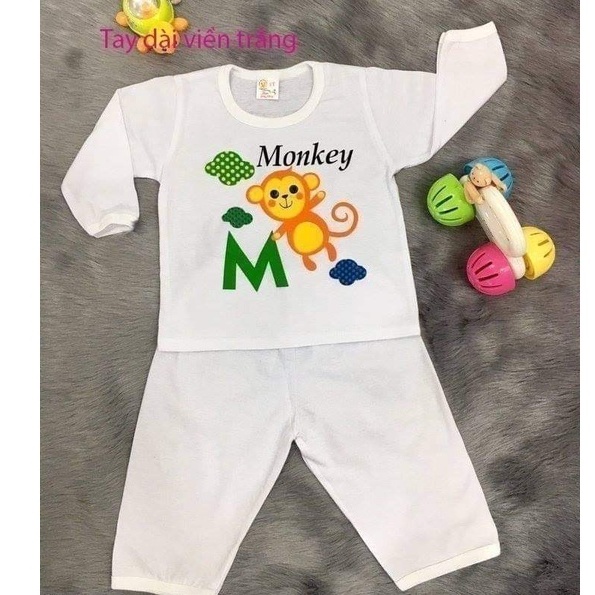 ĐỒ BỘ TAY DÀI TRẮNG 100% COTTON DÀNH CHO BÉ TRAI VÀ BÉ GÁI GIAO HÌNH NGẪU NHIÊN