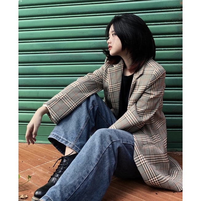 Áo blazer nữ 2 lớp 1 cúc dáng suông cao cấp