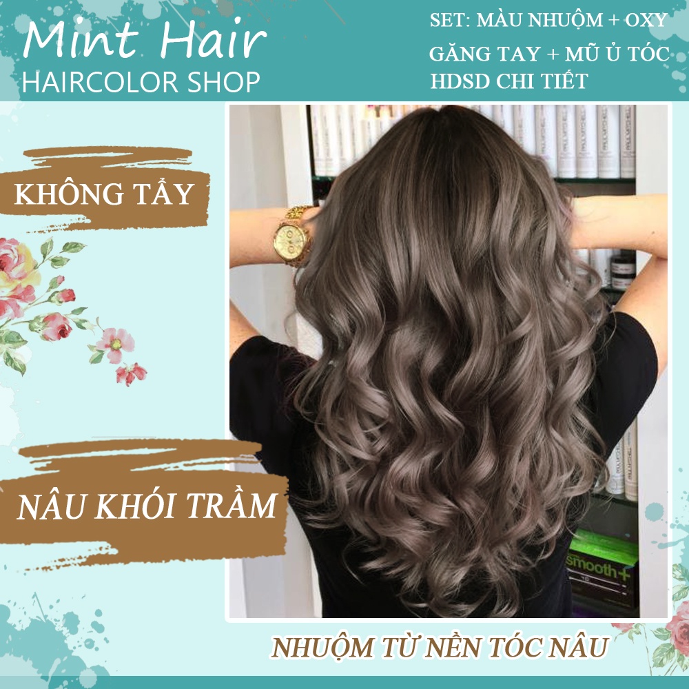 Kem Nhuộm Tóc Nâu Khói Trầm - Nhuộm Trên Nền Nâu - Không Tẩy - Tặng Oxy