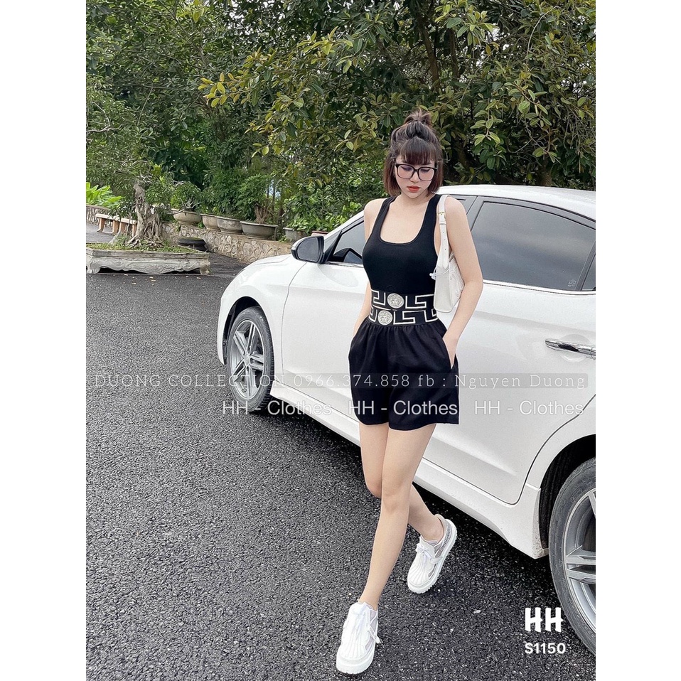 Sét bộ đùi phối áo 3 lỗ chất liệu thun gân thời trang nữ năng động trẻ trung phù hợp mọi phong cách