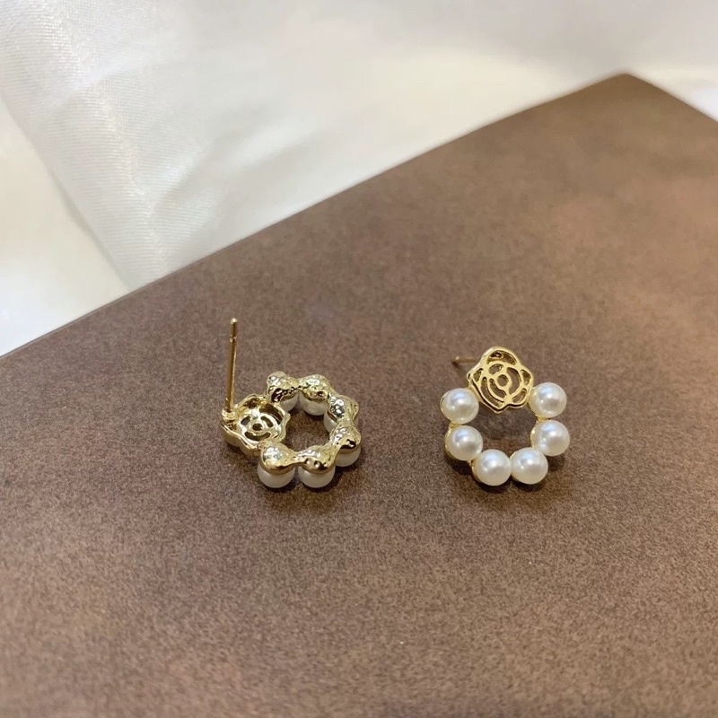 Khuyên tai hình hoa hồng đính hạt phong cách hàn quốc - Maben