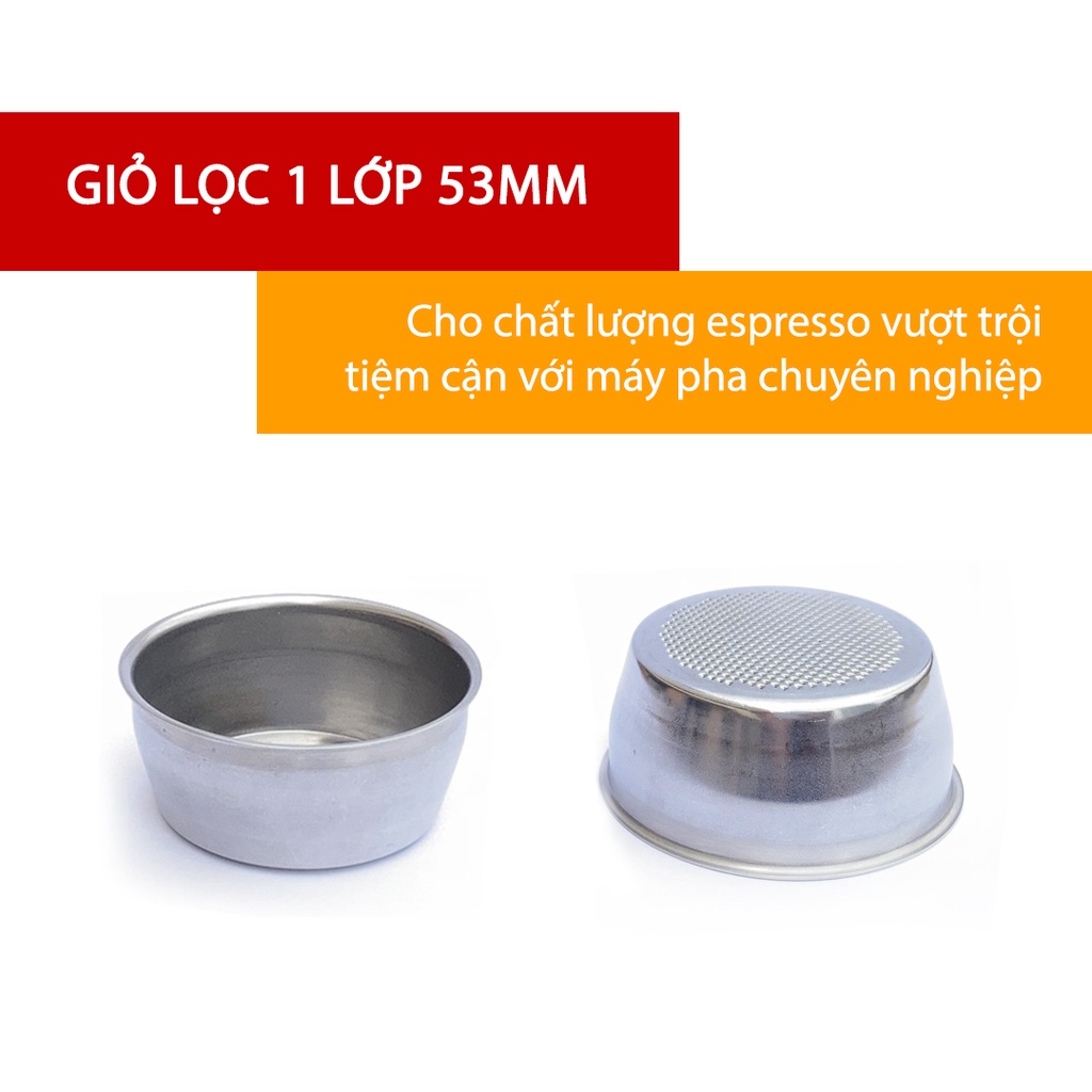 Bottomless Staresso Mirage chất liệu Inox 304 | Tặng giỏ lọc 1 lớp 53mm