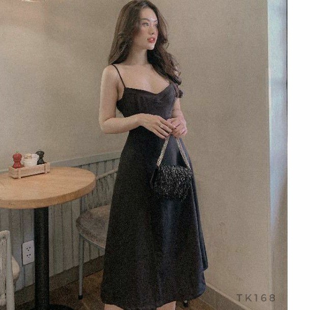 Đầm đen 2 dây dự tiệc (ẢNH THẬT 100%) | BigBuy360 - bigbuy360.vn