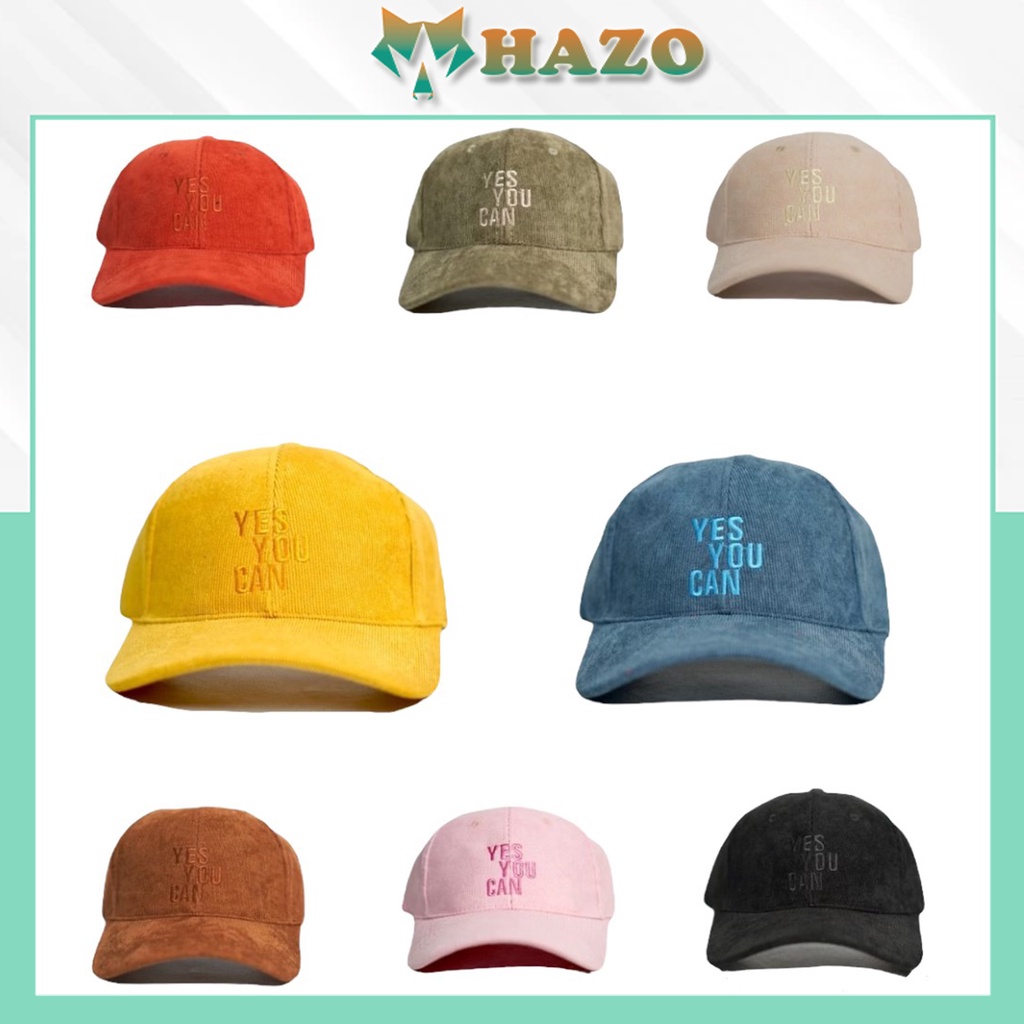 Mũ Lưỡi Trai Nón Kết Thêu Chữ Yes You Can 347 Phong Cách Ulzzang Form Unisex Nam Nữ - Hazo