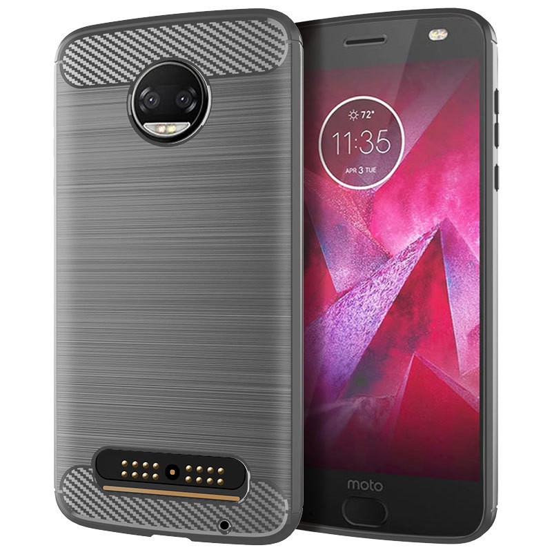 Ốp điện thoại silicon phủ sợi carbon chống sốc Motorola Moto Z2 Force Play