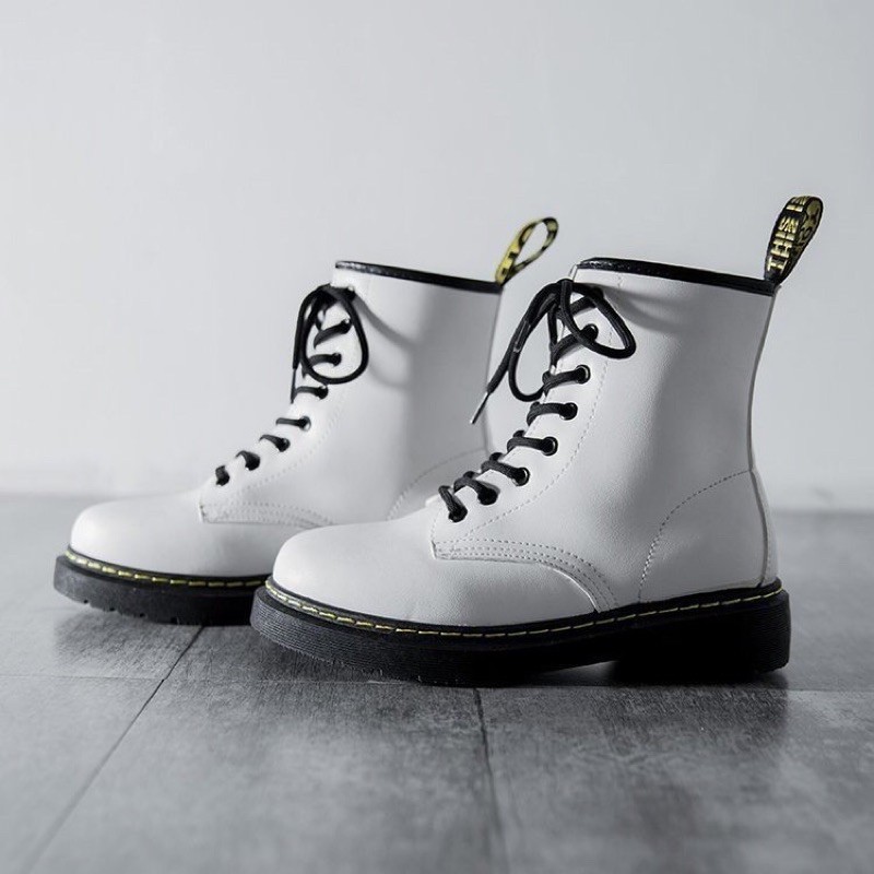 Giày boot nữ, giày bốt Martin da nữ cổ cao độn đế 2 màu trắng đen phong cách thời trang ulzzang cực đẹp