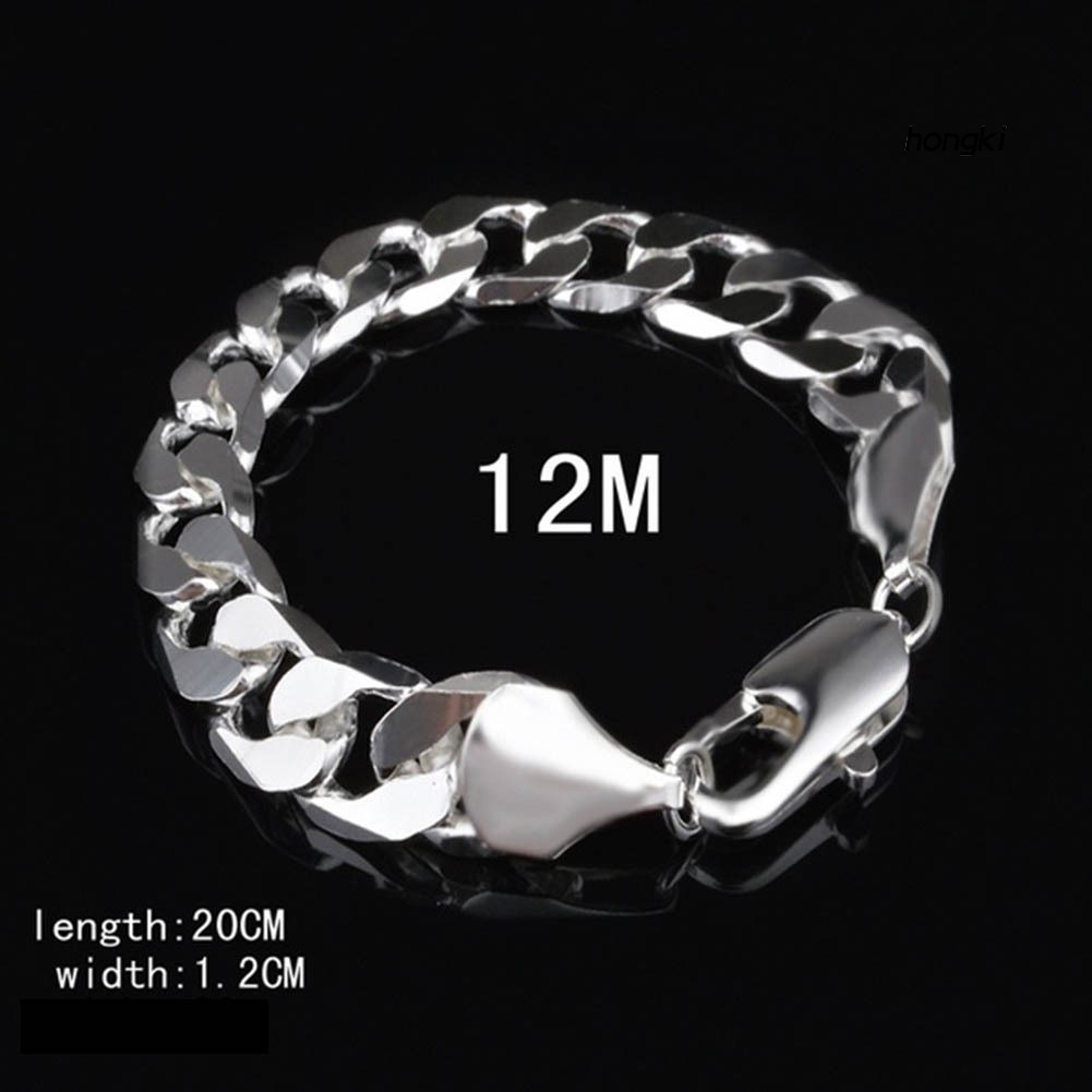 Vòng đeo tay mạ bạc phối khóa vuông thời trang cho nam