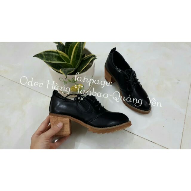 Giày gót vuông buộc dây