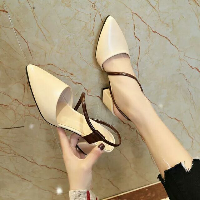 Order (kèm ảnh thật)  giày búp bê da pu cao 7cm