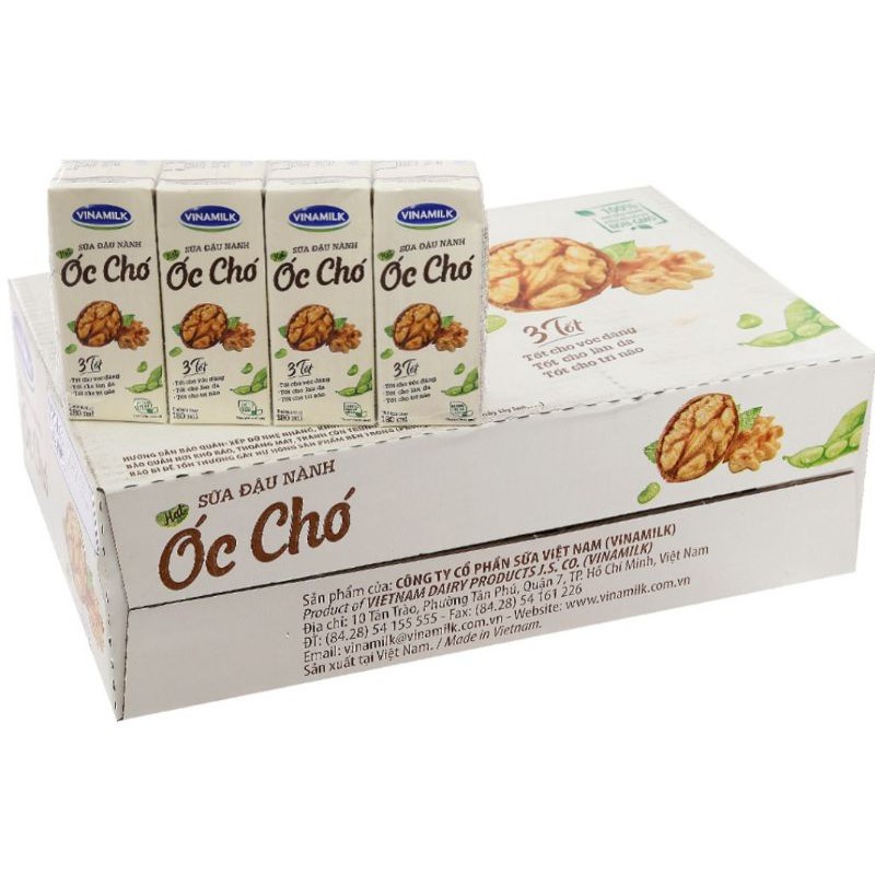 SỮA ĐẬU NÀNH HẠT ÓC CHÓ,ĐẬU ĐỎ 180ML LỐC 4 HỘP