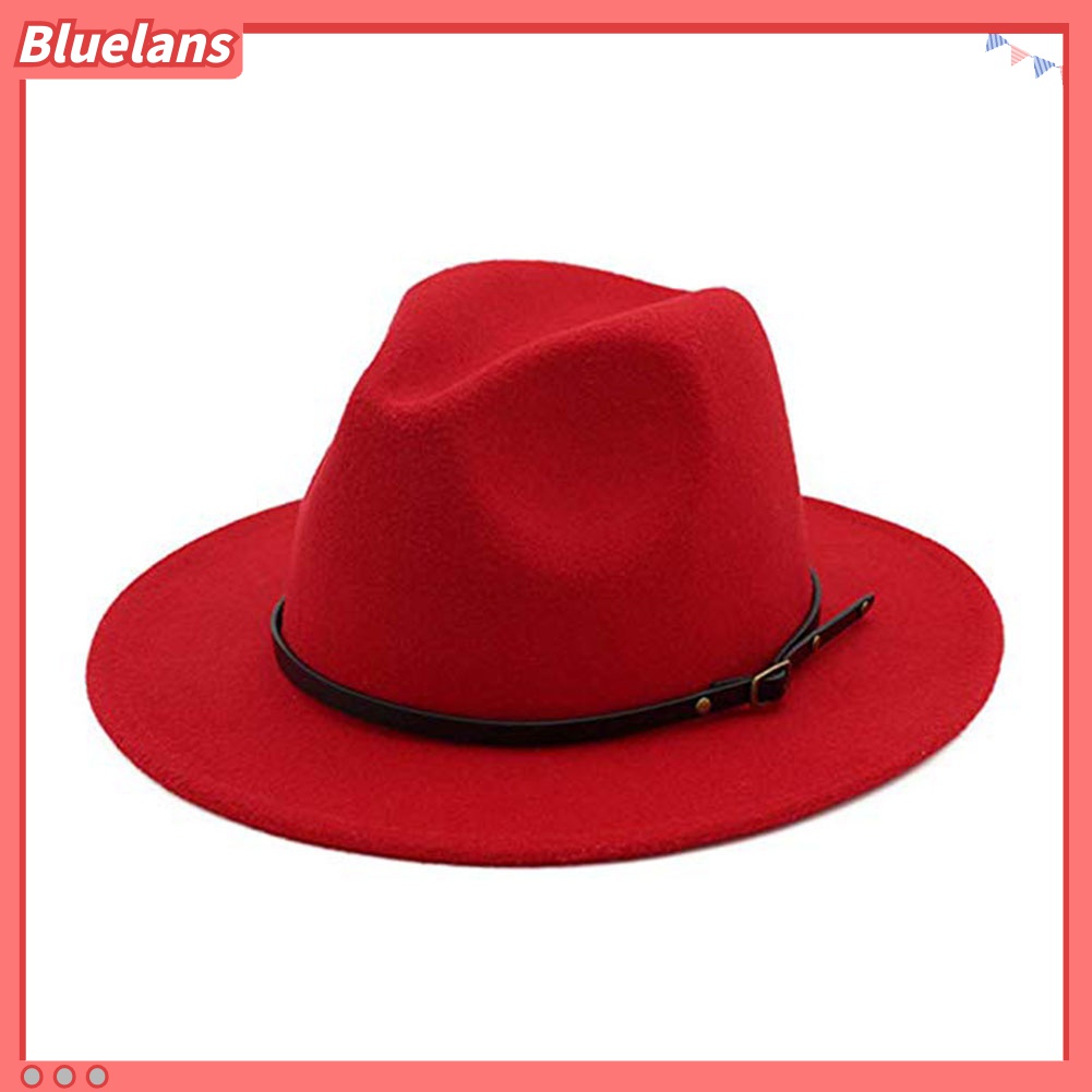 Nón Fedora Rộng Vành Thoáng Khí Màu Trơn Thời Trang Đường Phố 48h Cho Nữ