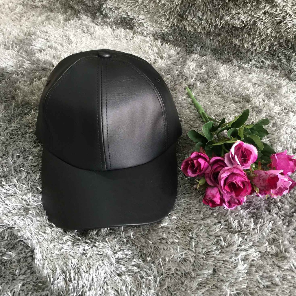 Nón kết da màu đen - nón đẹp 2 lớp vải dày