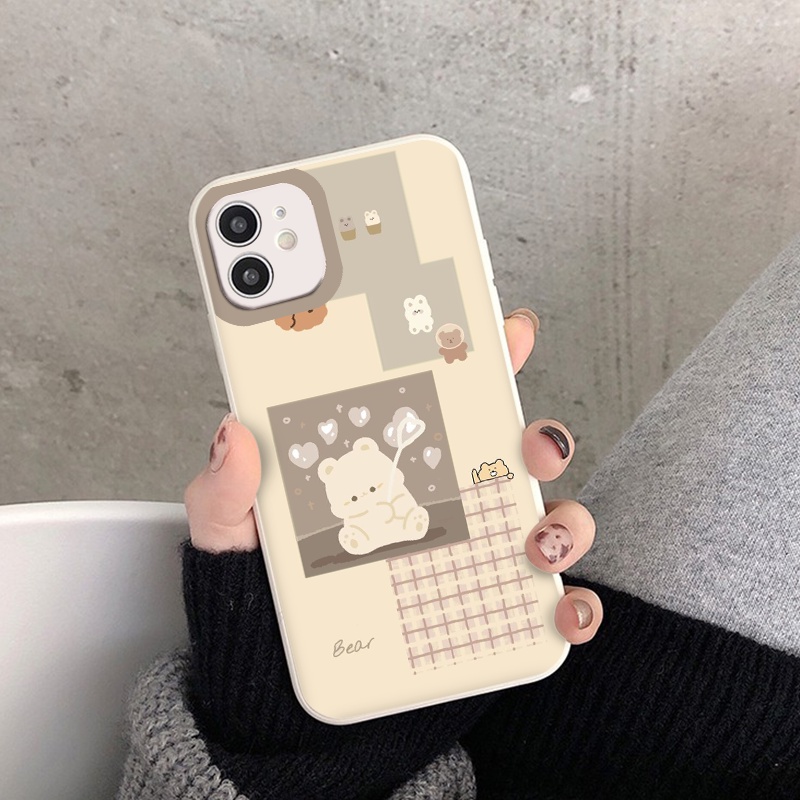 Ốp IPHONE Gấu dễ thương ốp lưng iphone 7 plus 8 6s 6plus x xr xsmax 11 promax 12 pro max 13promax vuông