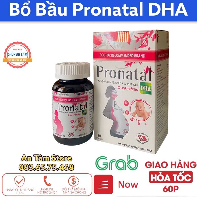 Viên uống Pronatal cung cấp dưỡng chất cho bà bầu, bổ sung canxi, sắt và vitami cho mẹ bầu và cho con bú (hộp 30 viên)