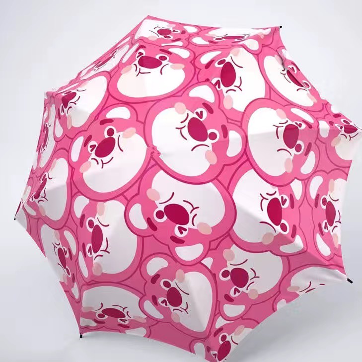Dù Gấp Tự Động Chống Mưa Nắng Họa Tiết Gấu Dâu Tây Dễ Thương Thời Trang