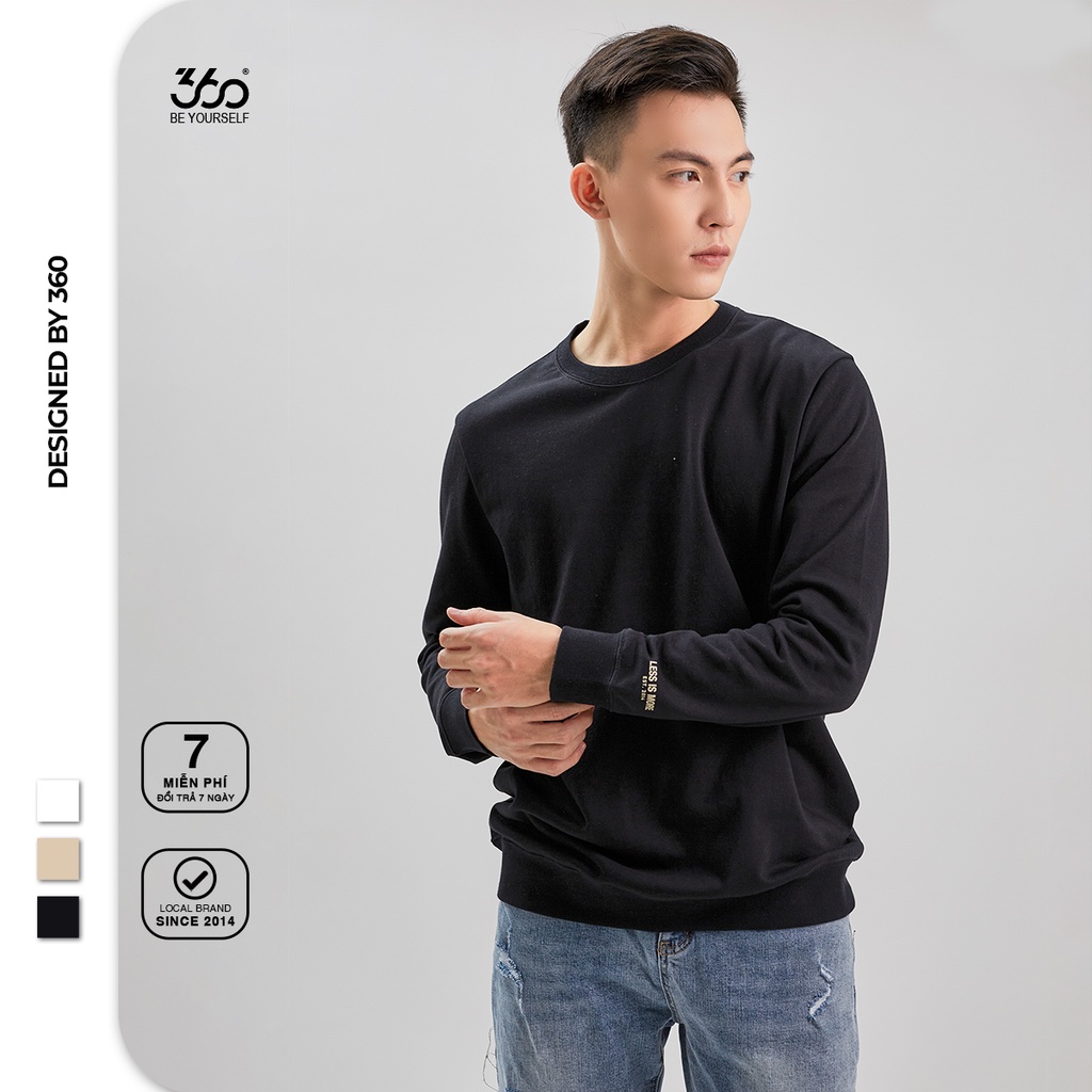 Áo nỉ trơn dài tay nam thương hiệu thời trang 360 Boutique chất liệu cao cấp 3 màu trung tính dễ phối đồ - ANTTK204 | BigBuy360 - bigbuy360.vn